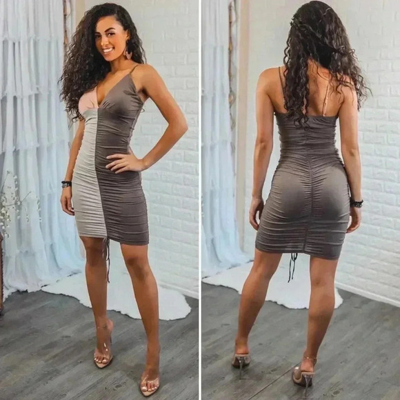 surelymine Dresses & Skirts - Pretty thang color block ruched details mini dress